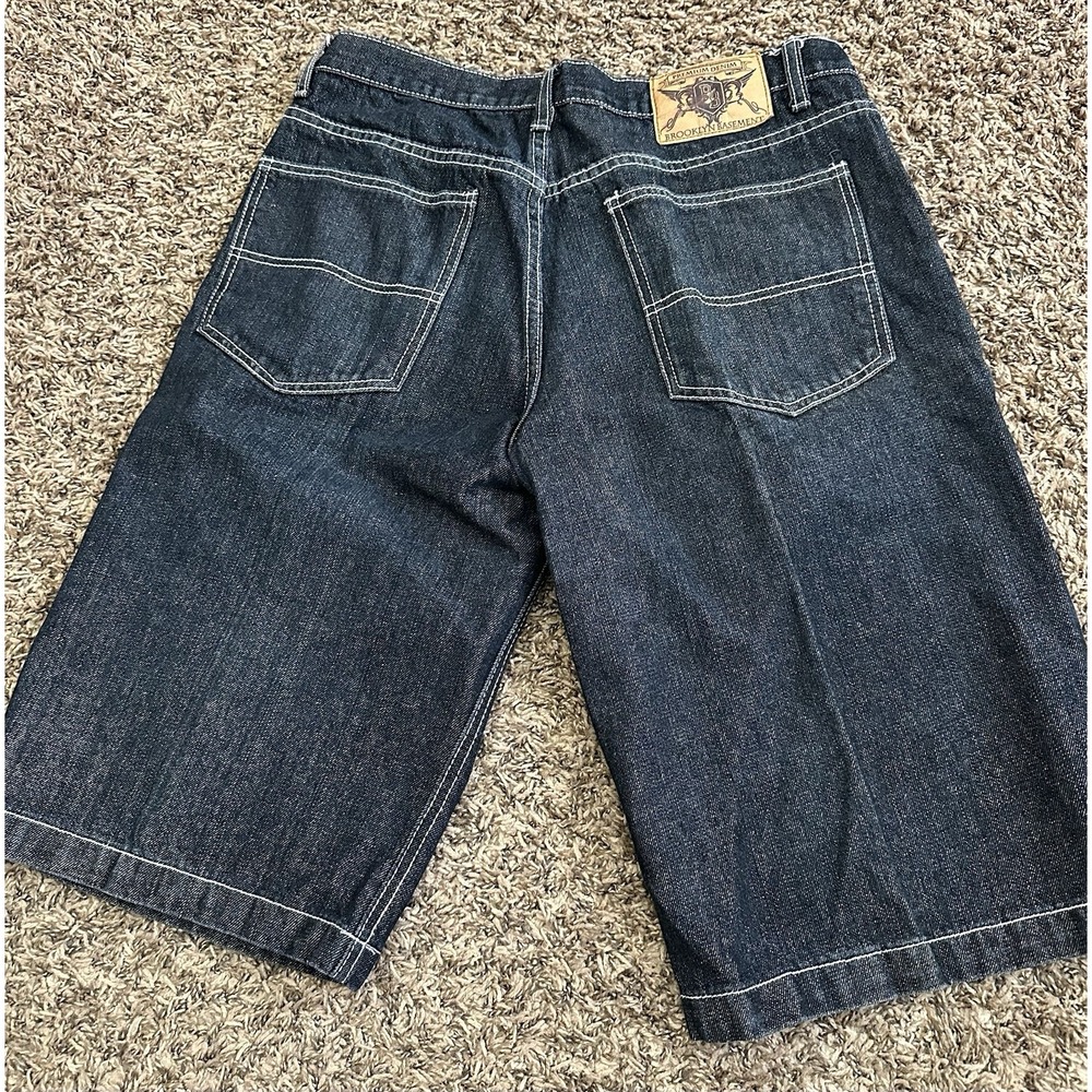 Vintage Brooklyn Xpress Shorts Mens Denim Shorts Faded Baggy Blue Size 36x13